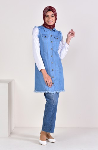 Button Jeans Vest 8174-01 Blue Jeans 8174-01