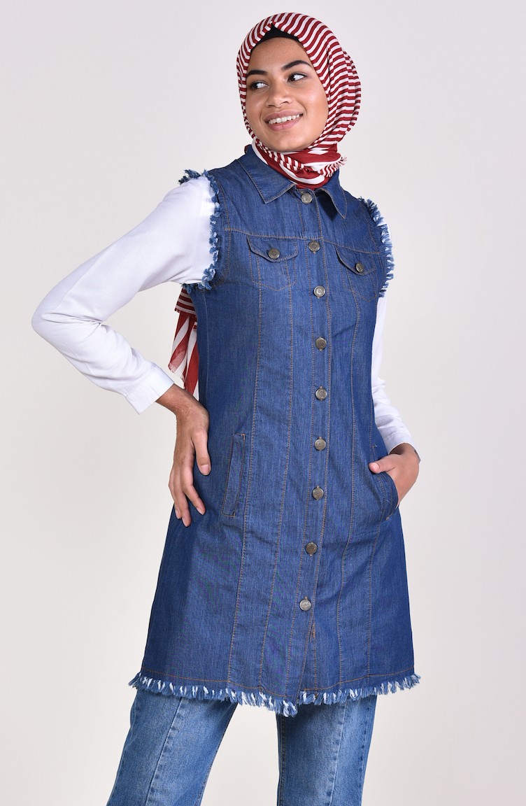 navy blue vest with jeans