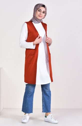Slim Fit Knitwear Pocket Vest 9017-08 Tile 9017-08