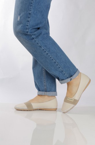Beige Woman Flat Shoe 94410-0