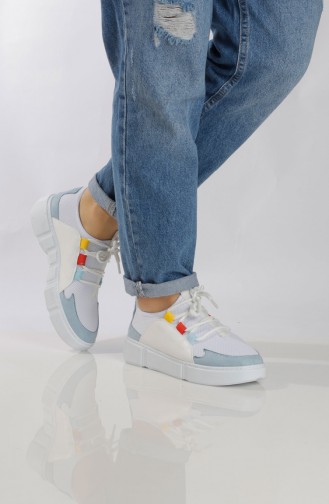 حذاء رياضي نسائي 9510-0 لون أبيض و أزرق 9510-0