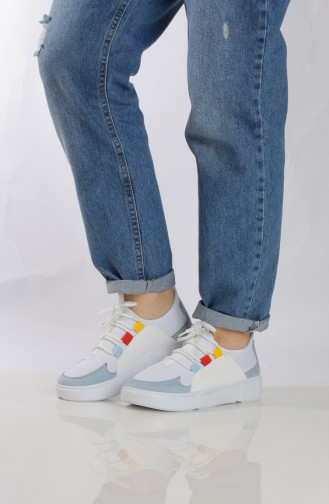 حذاء رياضي نسائي 9510-0 لون أبيض و أزرق 9510-0