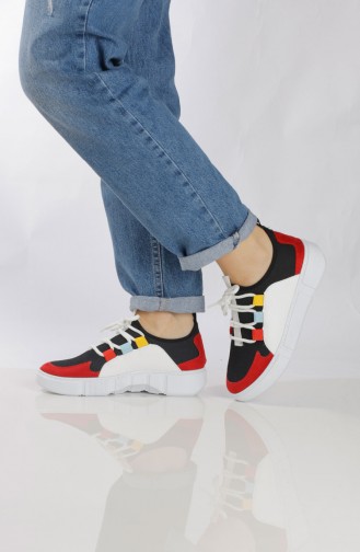 Bayan Spor Ayakkabı 9511-1 Beyaz Kırmızı 9511-1