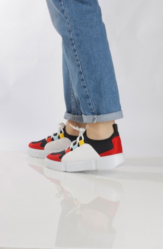 حذاء رياضي نسائي 9511-1 لون أبيض و أحمر 9511-1