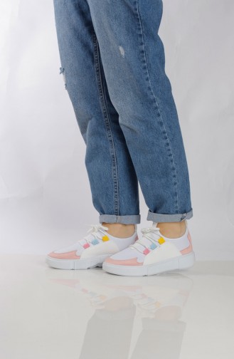 حذاء رياضي نسائي 9512-2 لون أبيض و وردي 9512-2