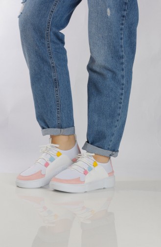 حذاء رياضي نسائي 9512-2 لون أبيض و وردي 9512-2