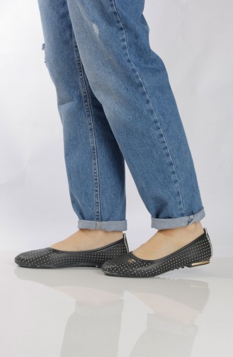 حذاء مُسطح نسائي (باليرينا ) 95500-0 لون أسود 95500-0