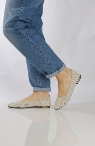 Women´s Flat Shoes (	Ballerina ) 95501-1 Cream 95501-1