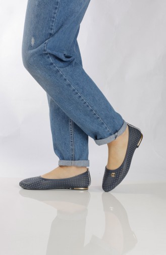 Women´s Flat Shoes (	Ballerina ) 95504-4 Navy Blue 95504-4