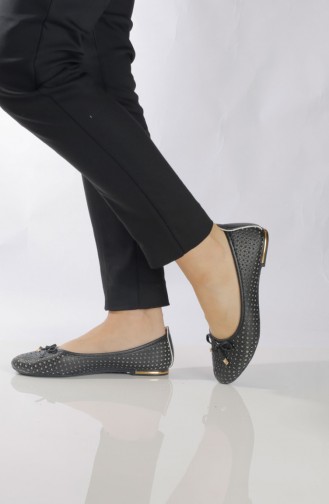 حذاء مُسطح نسائي (باليرينا ) 96501-1 لون أسود 96501-1