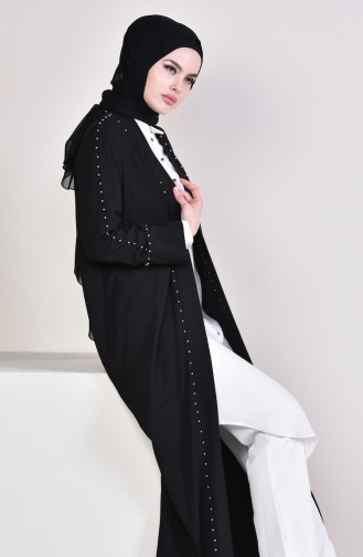 Abaya Perlées 7236-01 Noir 7236-01