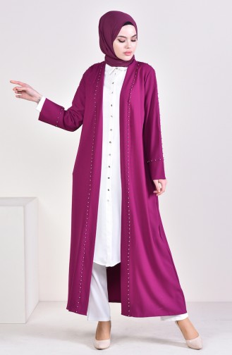 İncili Abaya 7236-02 Mürdüm