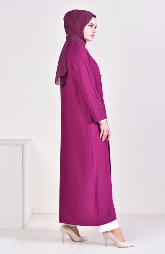 Abaya Perlées 7236-02 Plum 7236-02