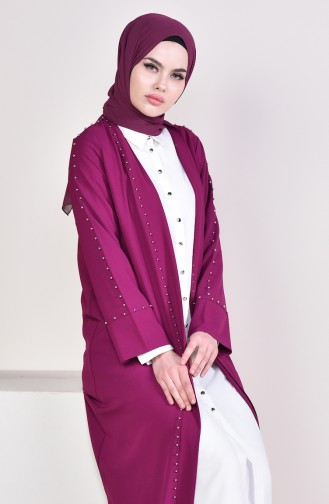 İncili Abaya 7236-02 Mürdüm 7236-02