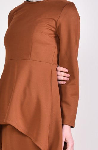 Asymmetric Tunic Skirt Binary Suit 2727-08 Dark Taba 2727-08
