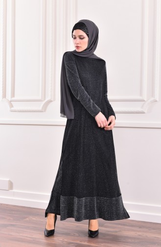 Black Hijab Evening Dress 0186-01