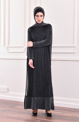 Black Hijab Evening Dress 0186-01