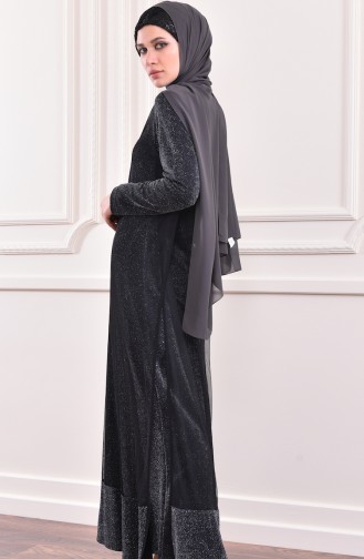 Black Hijab Evening Dress 0186-01