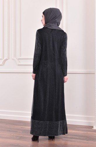 Black Hijab Evening Dress 0186-01