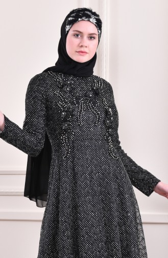 Black Hijab Evening Dress 8996-04