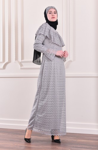 Robe de Soirée a Paillettes 9027-02 Gris 9027-02