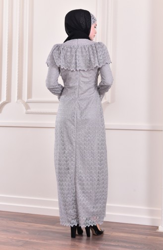 Robe de Soirée a Paillettes 9027-02 Gris 9027-02