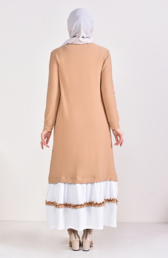 Fırfır Detaylı Elbise 3087-06 Camel