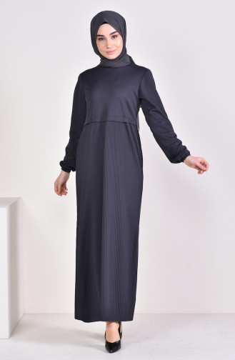 فستان بتصميم اكمام مطاط5254-03 لون كحلي داكن 5254-03