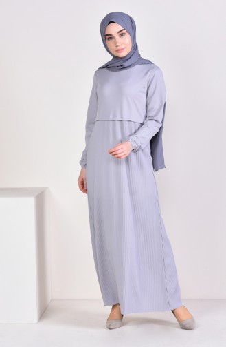 فستان بتصميم اكمام مطاط 5254-05 لون رمادي 5254-05