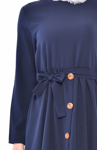 Düğme Detaylı Elbise 9030-01 Lacivert
