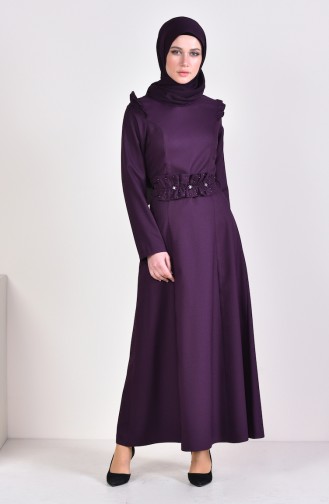 Pearl Detailed Dress 0229A-01 Purple 0229A-01