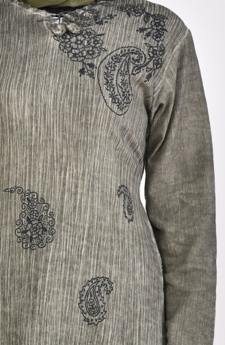 Tunique a Motifs 0005-03 Khaki 0005-03