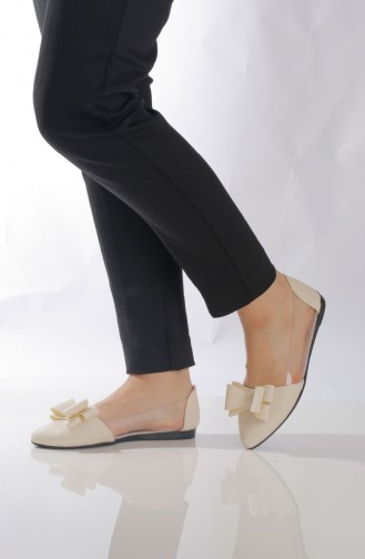 Beige Woman Flat Shoe 6803-3
