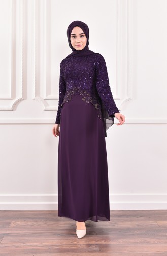 Purple Hijab Evening Dress 52614-07