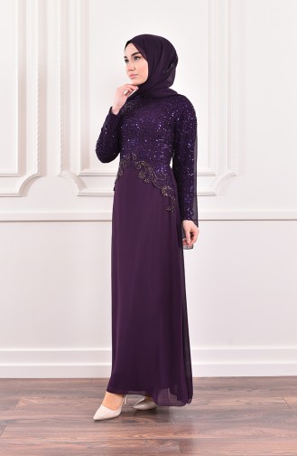 Purple Hijab Evening Dress 52614-07