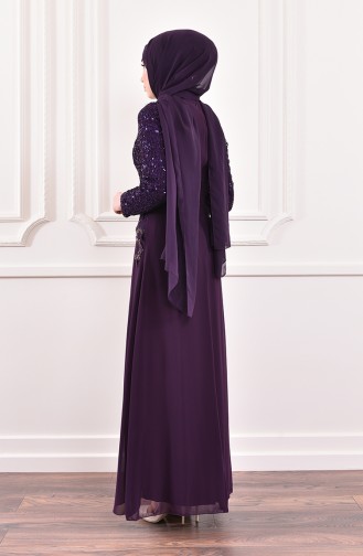 Purple Hijab Evening Dress 52614-07