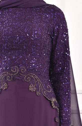 Purple Hijab Evening Dress 52614-07