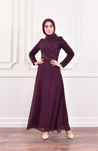 Robe de Soirée a Paillette 52614-06 PLum 52614-06