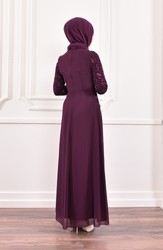 Plum Hijab Evening Dress 52614-06