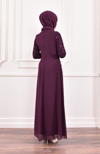 Robe de Soirée a Paillette 52614-06 PLum 52614-06