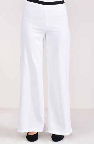 Pantalon Large élastique 1023-01 Ecru 1023-01