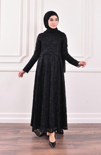 Black Hijab Evening Dress 0188-01