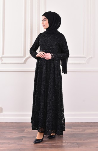 Black Hijab Evening Dress 0188-01
