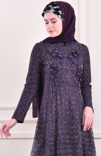 Glittered Evening Dress 8996-01 Purple 8996-01