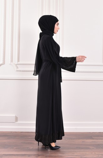 فستان قماش الساندي بتصميم كسرات 1478-02 لون أسود 1478-02