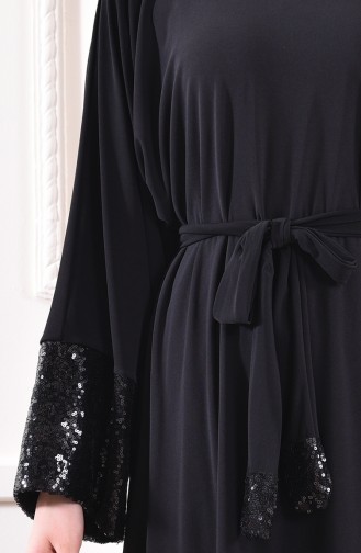 فستان قماش الساندي بتصميم كسرات 1478-02 لون أسود 1478-02