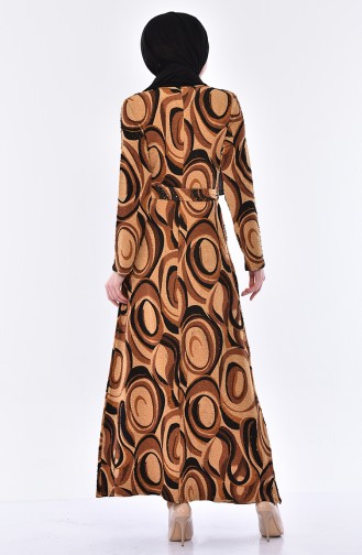 Fermuarlı Elbise 1106-02 Kahverengi