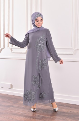 Gray Hijab Dress 0195-03