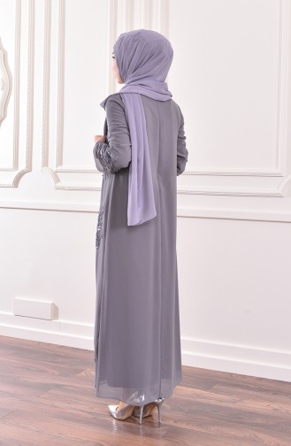 Gray Hijab Dress 0195-03