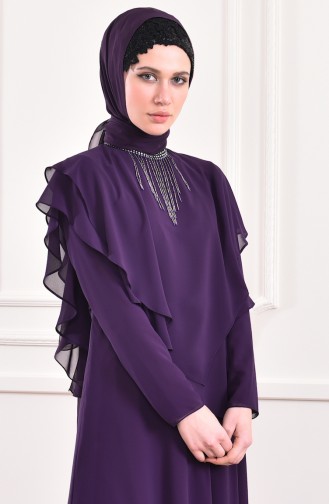 Collar Detail Stone Dress 0198-02 Purple 0198-02